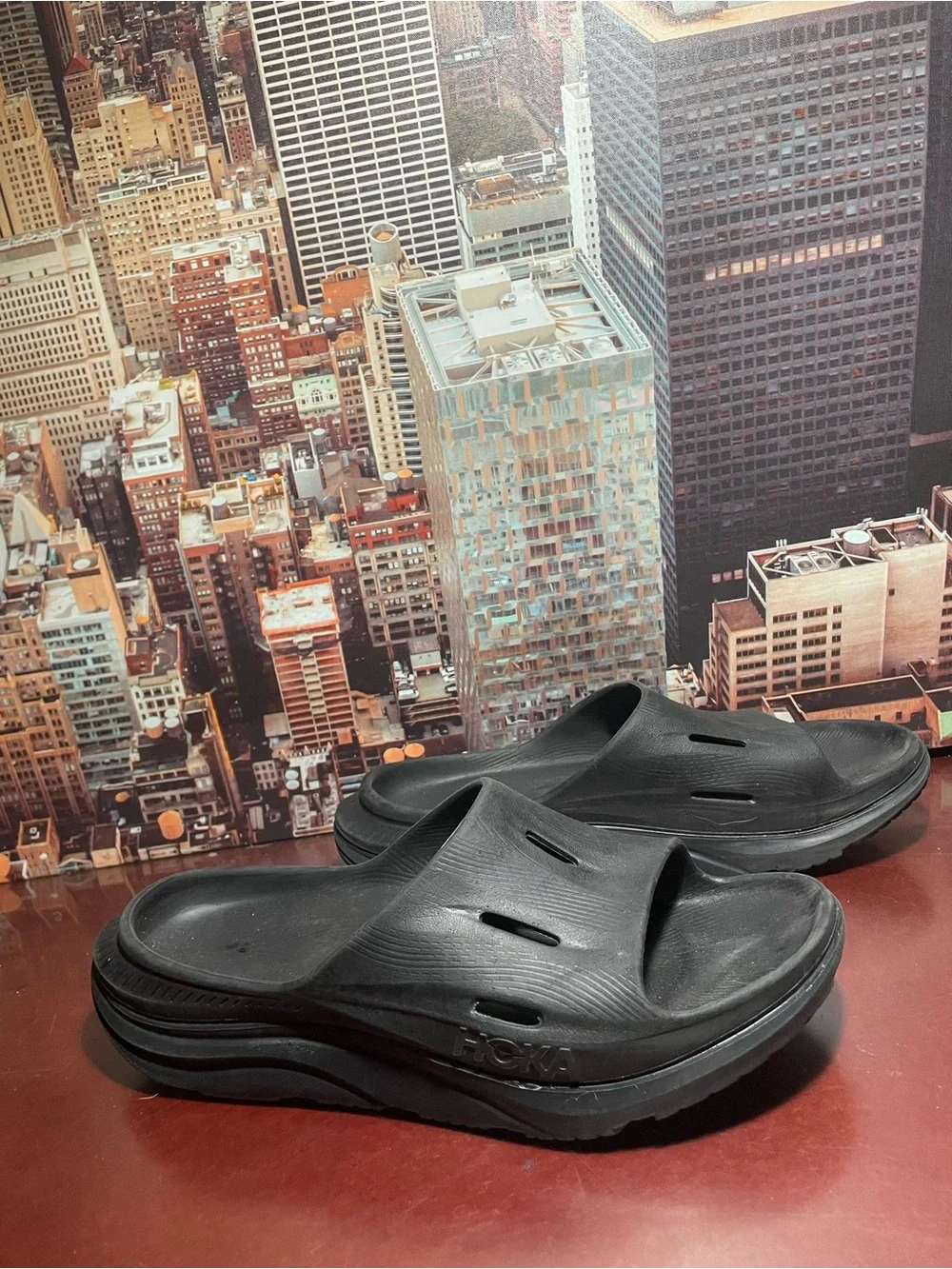 Hoka One One Ora Recovery Slides Mens Size 12 Black Slip On Sandals Comfort Shoe